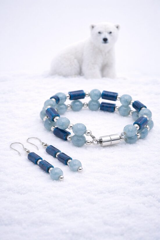 Dabīgo pērļu rotu komplekts "Polārais sapnis"